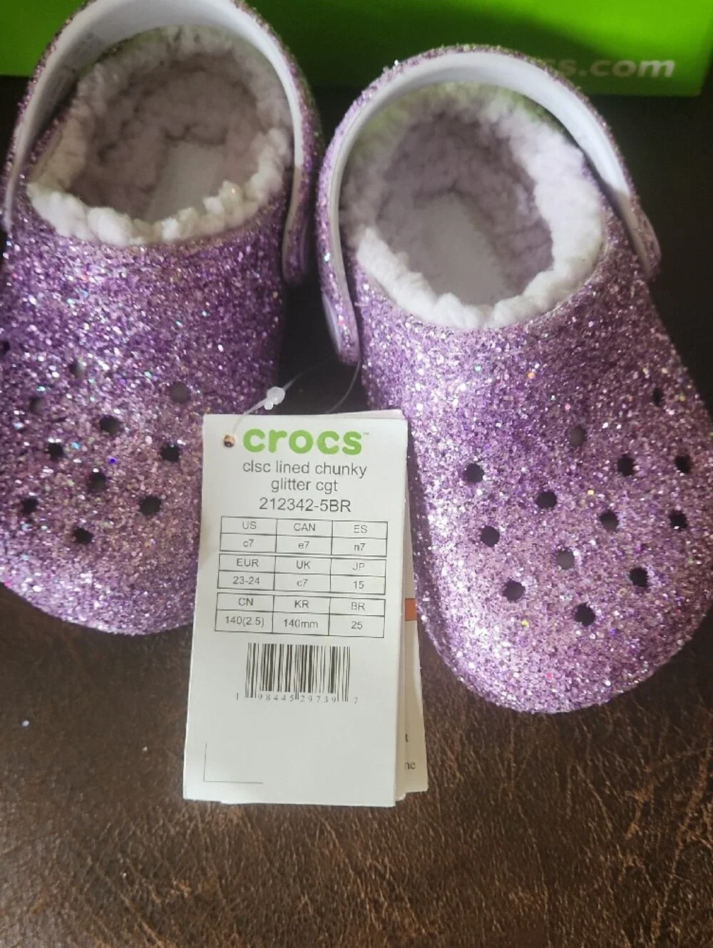 CROCS Kids Glitter Lavender Mary Jane Clogs